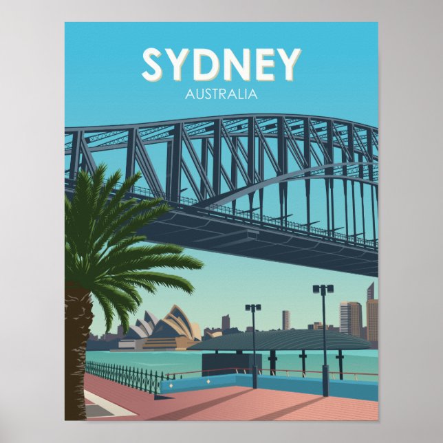 Sydney Harbour Australia Vintage Travel Poster (Vorne)