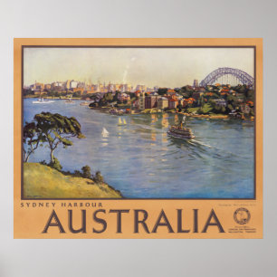 Sydney Harbour Australia Vintage Travel Poster