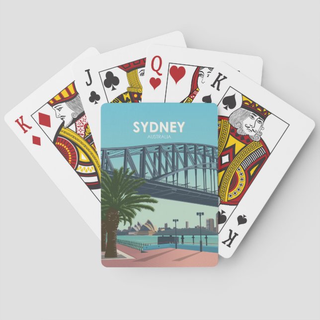 Sydney Harbour Australia Vintage Travel Spielkarten (Rückseite)