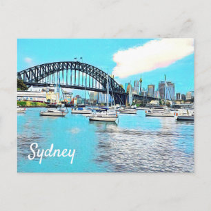 Sydney Harbour Bridge blauer Himmel mit Jachten Postkarte