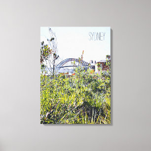 Sydney Harbour Bridge mit einheimischen Pflanze Leinwanddruck
