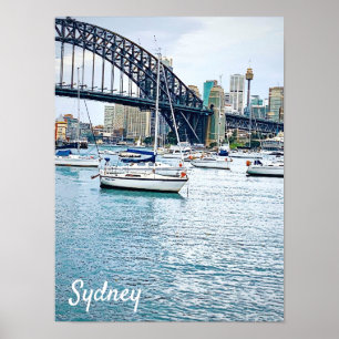 Sydney Harbour Bridge mit Yachten Poster