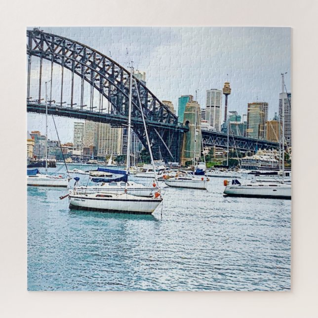 Sydney Harbour Bridge mit Yachten Puzzle (Vertikal)