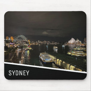 Sydney Harbour by Night, Australien, Black Mousepad
