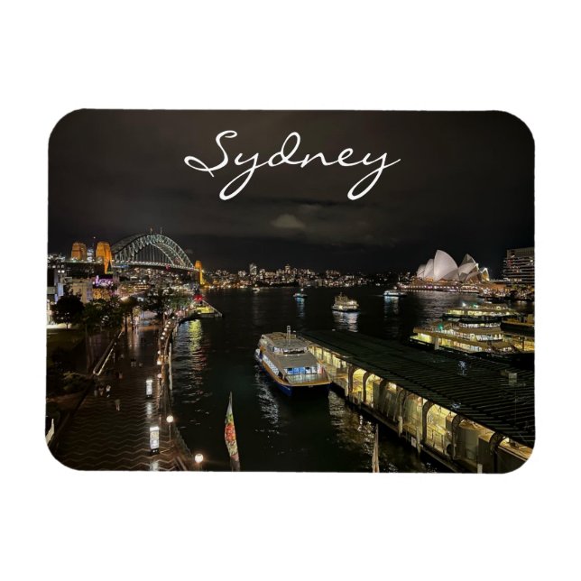Sydney Harbour by Night, Australien, Foto Magnet (Horizontal)