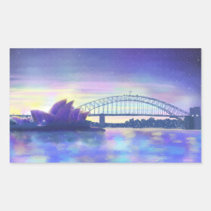 Sydney Harbour Opera House Lila Sonnenuntergangsma Rechteckiger Aufkleber