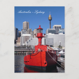 Sydney Harbour, Red Boat, Urlaub Australien Postkarte