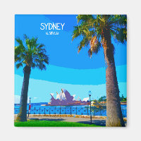Sydney Harbour Vintage Travel Art Magent