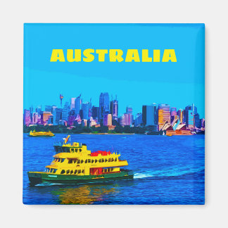 Sydney Harbour Vintage Travel Art Magent Magnet