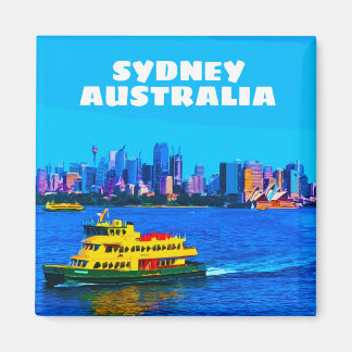 Sydney Harbour Vintage Travel Art Magent Magnet