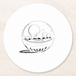 Sydney in einer Glaskugel Runder Pappuntersetzer