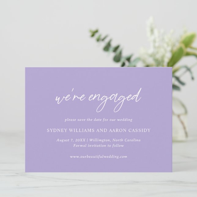 Sydney Lavender Modern Wedding Save The Date (Stehend Vorderseite)