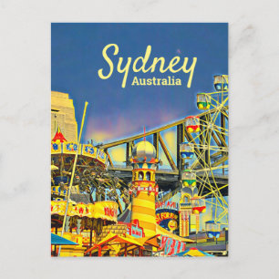 Sydney Luna Park Freizeitpark Digitale Kunst Reise Postkarte