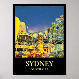 Sydney Luna Park Funpark Vintage Reise Wand Dekora Poster