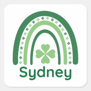 Sydney Name Clover Boho Rainbow Quadratischer Aufkleber