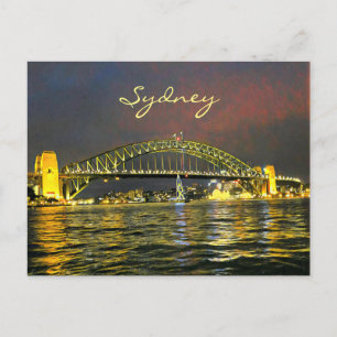 Sydney Night Harbour Bridge Australien Reise Postkarte