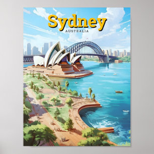 Sydney Oper Australien Kunst Vintage Reise  Poster