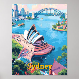 Sydney Oper Australien Kunst Vintage Reise Poster