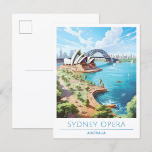 Sydney Oper Australien Kunst Vintage Reise Postkarte