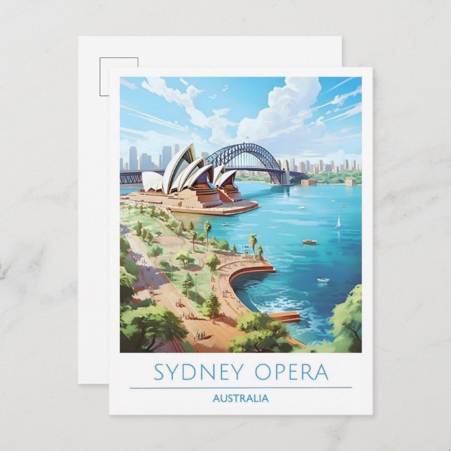 Sydney Opera Australien Art Vintage Postkarte (Vorne/Hinten)