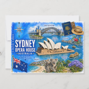 Sydney Opera House Australien Aquarell Postkarte
