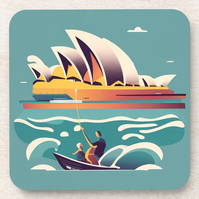 Sydney Opera House Australien Gemälde Souvenir Getränkeuntersetzer (Vorderseite)
