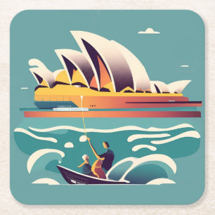 Sydney Opera House Australien Gemälde Souvenir Rechteckiger Pappuntersetzer