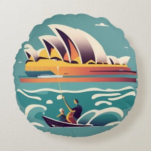 Sydney Opera House Australien Gemälde Souvenir Rundes Kissen