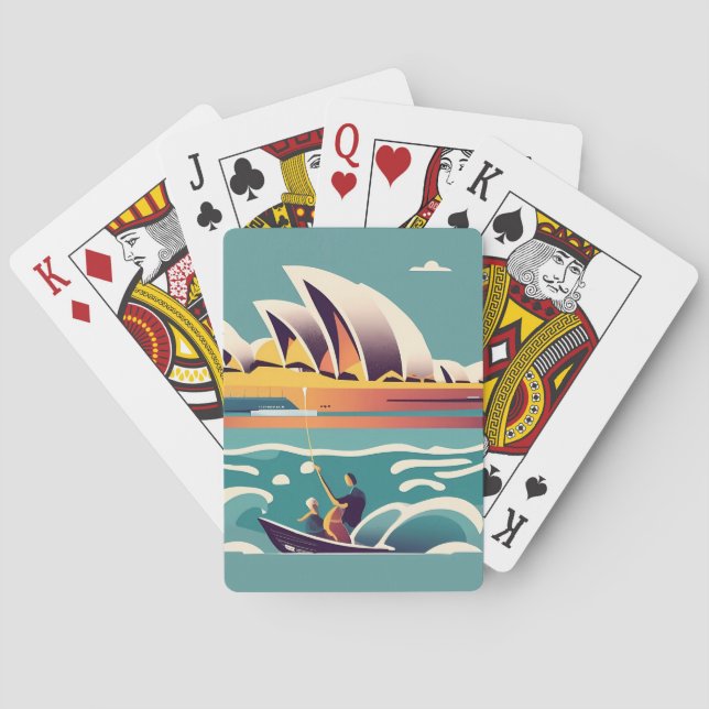 Sydney Opera House Australien Gemälde Souvenir Spielkarten (Rückseite)