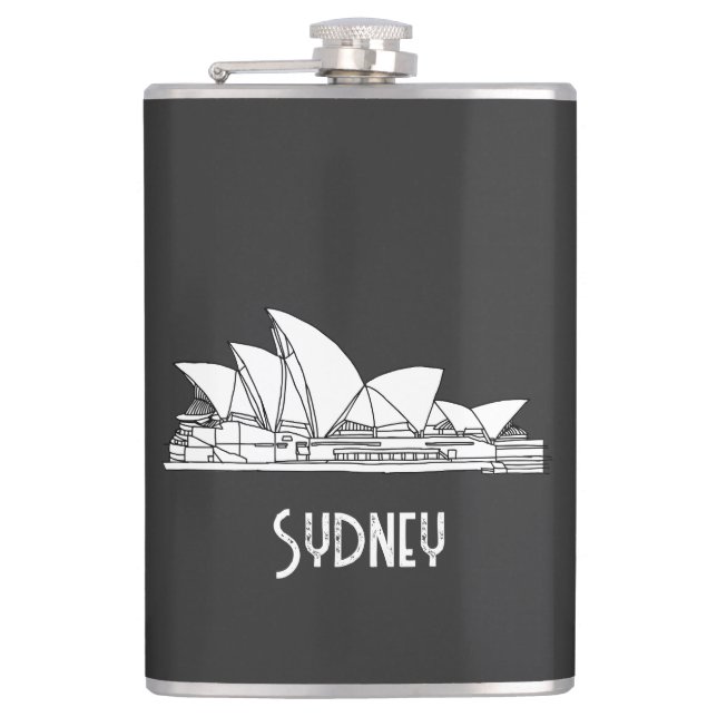 Sydney Opera House Australien zeichne Souvenir Flachmann (Vorderseite)