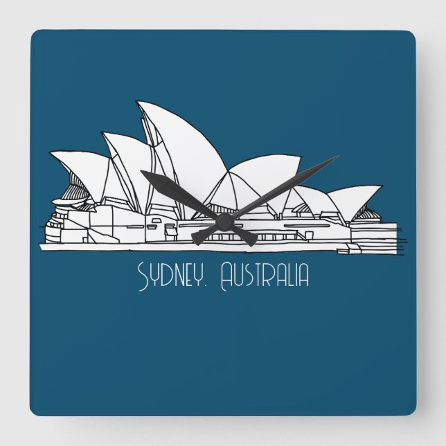 Sydney Opera House Australien zeichne Souvenir Quadratische Wanduhr (Vorderseite)