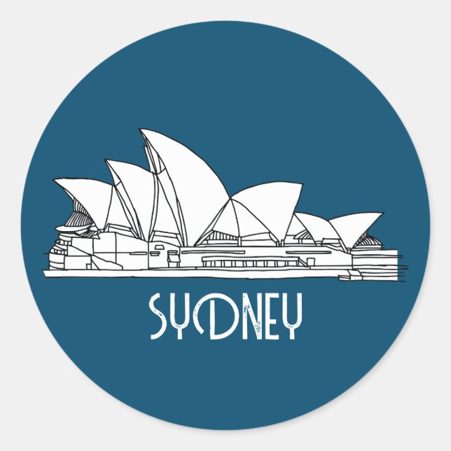 Sydney Opera House Australien zeichne Souvenir Runder Aufkleber (Vorderseite)