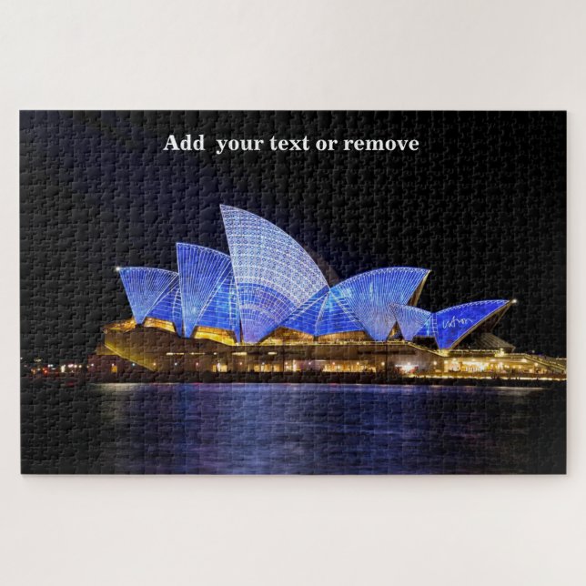 Sydney Opera House beleuchtet nachts, Australien, Puzzle (Horizontal)