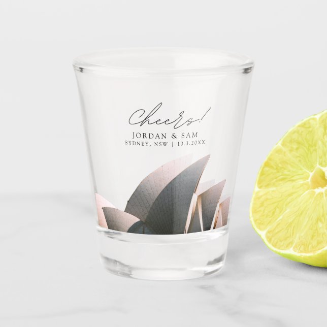 Sydney Opera House Gastgeschenk Hochzeit Cheers Sh Schnapsglas (Vorderseite)