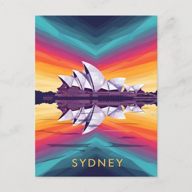 Sydney Opera House – Lebendige Wasserfront-Reflexi Postkarte (Vorderseite)