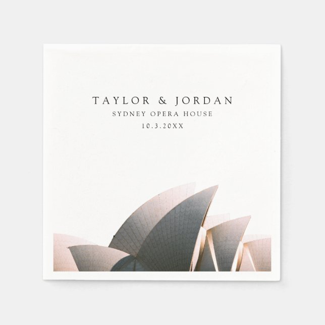 Sydney Opera House Wedding Custom Cocktail Napkin Serviette (Vorderseite)