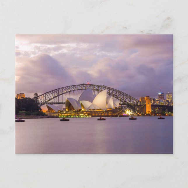 Sydney Opera und Harbour Bridge Postkarte (Vorderseite)