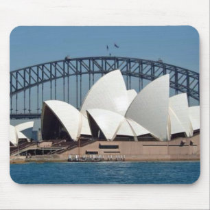 Sydney-Opernhaus mit Hafen-Brücken-Hintergrund Mousepad
