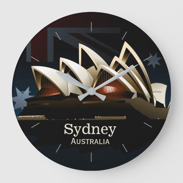 Sydney-Opernhaus nachts Große Wanduhr (Vorderseite)