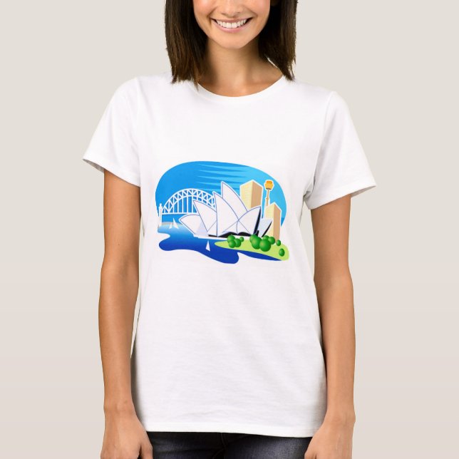 Sydney-Opernhaus und -brücke T-Shirt (Vorderseite)