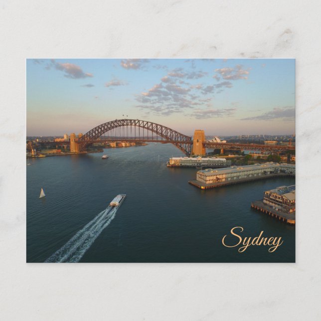 Sydney Postcard - Foto aus der Luft des Hafens von Postkarte (Vorderseite)