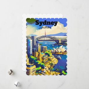 Sydney Postkarte, handgezeichnete Stadtkarte, illu Feiertagskarte