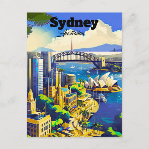 Sydney Postkarte, handgezeichnete Stadtkarte, illu Postkarte