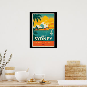 Sydney - Retro Sunset Travel Poster