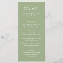 Sydney Sage Green Modern Wedding Menükarte