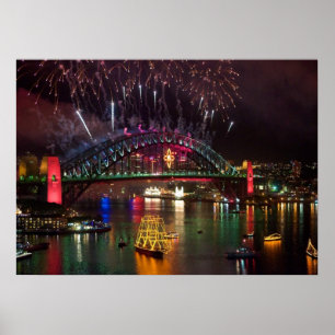 Sydney Silvester Feuerwerk Druck Poster