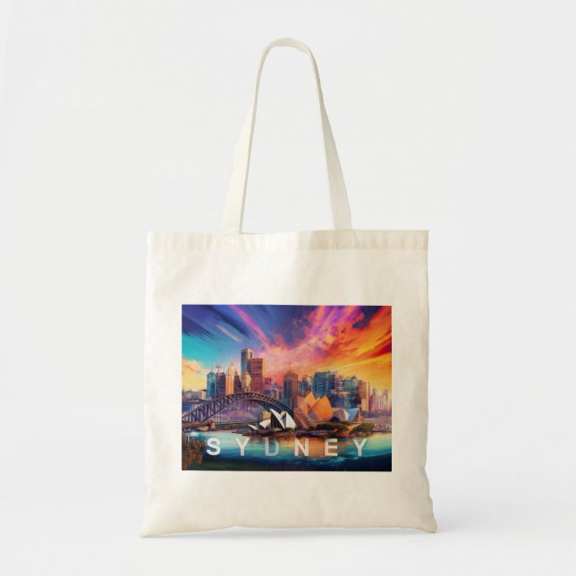 Sydney Skyline Abstrakt Art Tragetasche (Vorne)