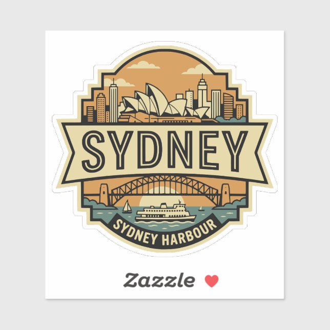 Sydney Skyline Australia Opera House Travel Badge  Aufkleber (Blatt)