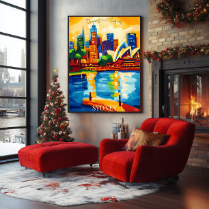 Sydney Skyline mit Opernhaus Abstract Fauvist Poster