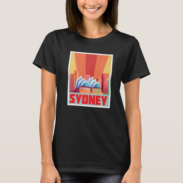 Sydney Skyline Retro Oper New South Wales A T-Shirt (Vorderseite)